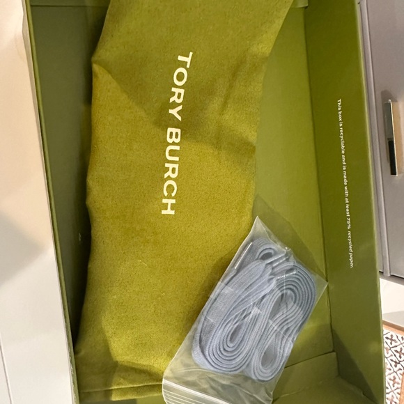 Tory Burch Howell Court White Sneakers with Blue Sole - Picture 4 of 5